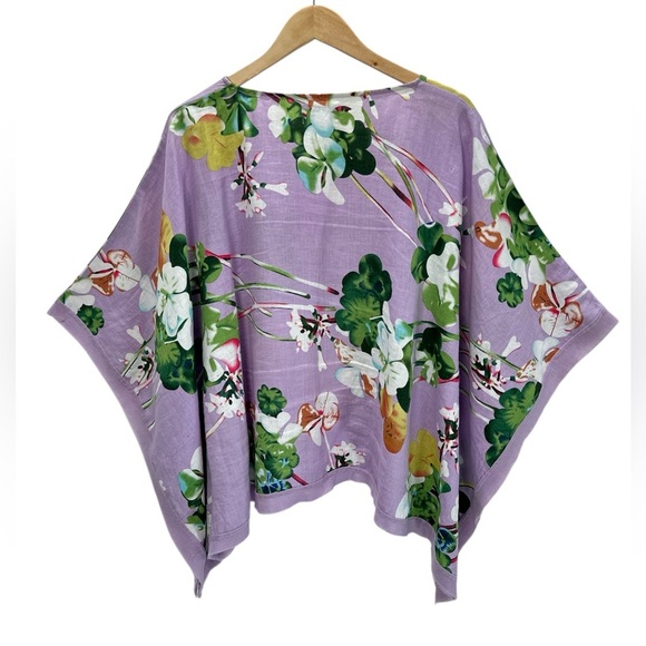 Peck & Peck Linen Floral Kimono Blouse Coastal Grandma Garden Resort Cruise - Picture 2 of 10